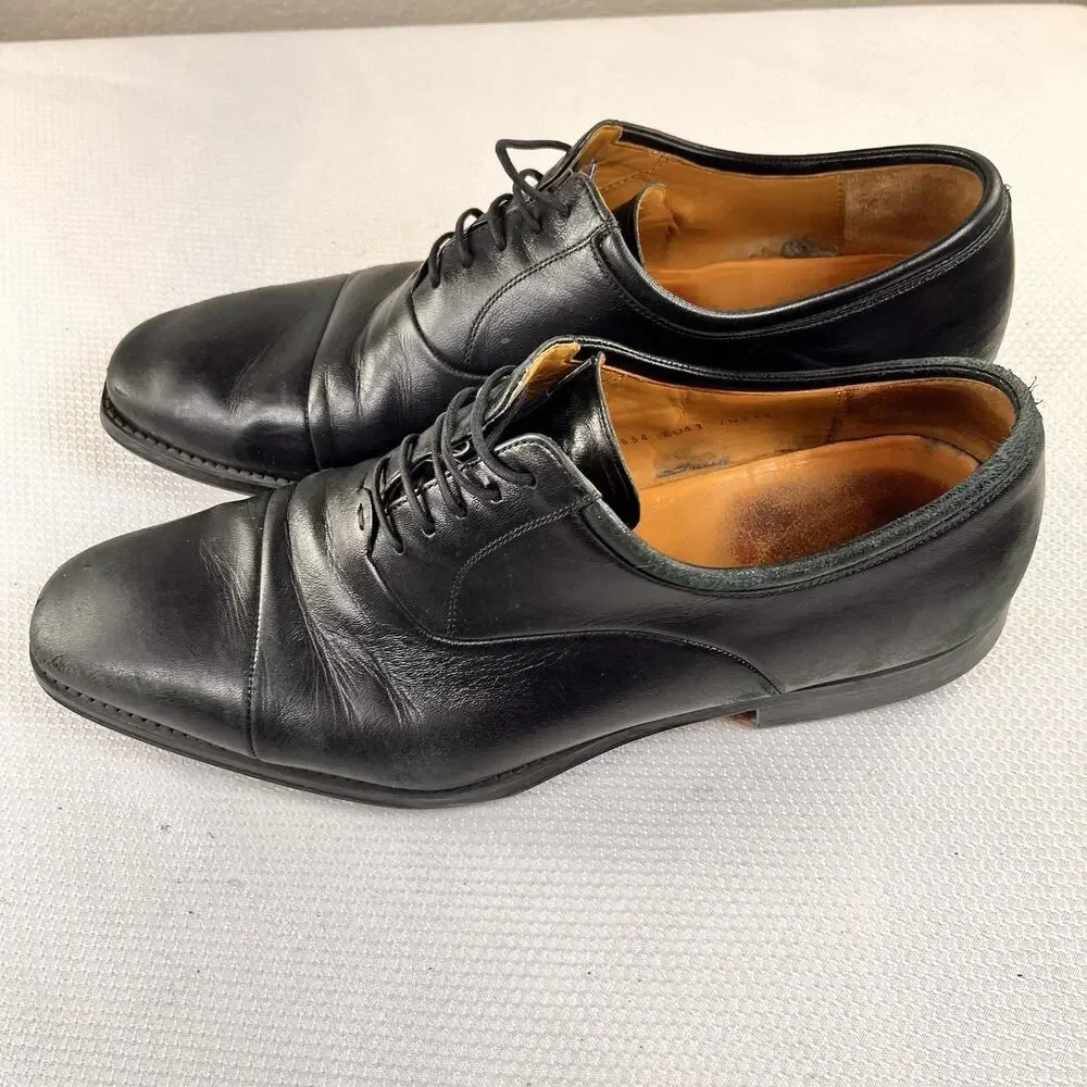 Magnanni Black Cap‎ Toe Oxfords Shoes, Made in Spain, Men's Size 10 D